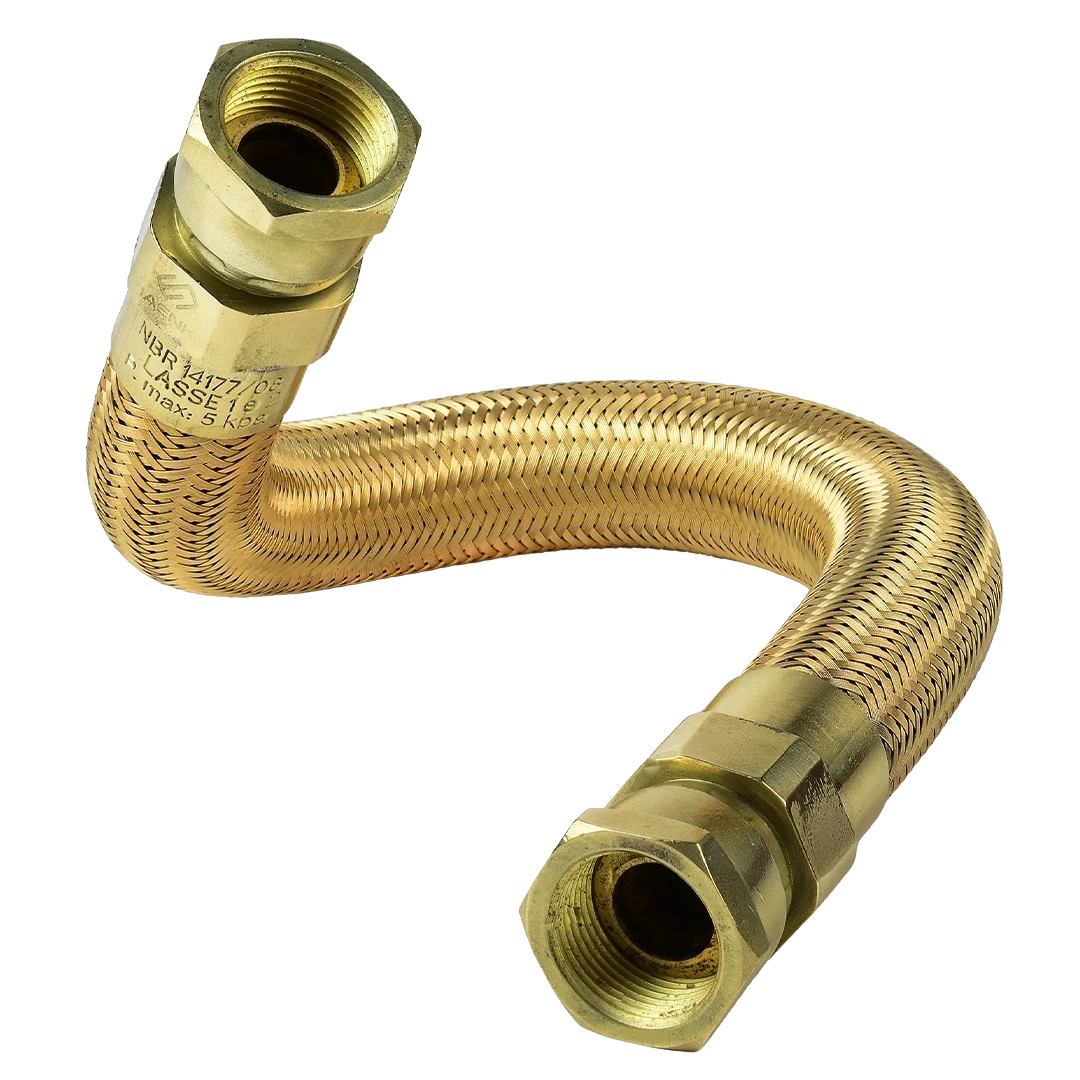 Tubo Metálico Flexível 3/4" Fêmea Giratória/Fêmea Giratória